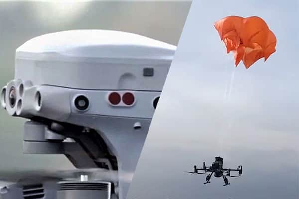 Industriedrohne von Multikopterdienst mit Fallschirmmodul, maximale Sicherheit im Einsatz